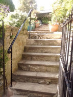 Bespoke wrought iron style garden handrail with posts free standing - www.sheffarc.com