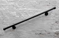 Round Steel Handrail, Stair mobility grab bar with wrought iron ball or flat end - www.sheffarc.com