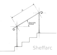 Set-Size wrought Iron handrail + 2 posts with footplates - www.sheffarc.com