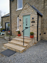 Adjustable wrought iron style handrail with newel post - www.sheffarc.com