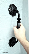 Ornamental wrought iron grab handle, mobility aid - rail - bar - style 2