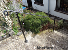 Adjustable angle wrought Iron mobility handrail With posts for outside - www.sheffarc.com