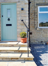 Adjustable wrought iron style handrail with newel post - www.sheffarc.com