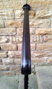 Set sized wrought iron style handrail with newel post for outside steps - www.sheffarc.com