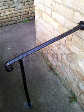 Set sized wrought iron style handrail with newel post for outside steps - www.sheffarc.com