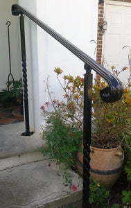Adjustable angle wrought Iron mobility handrail With posts for outside - www.sheffarc.com