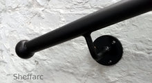 Round Steel Handrail, Stair mobility grab bar with wrought iron ball or flat end - www.sheffarc.com