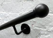 Round Steel Handrail, Stair mobility grab bar with wrought iron ball or flat end - www.sheffarc.com
