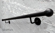 Round Steel Handrail, Stair mobility grab bar with wrought iron ball or flat end - www.sheffarc.com