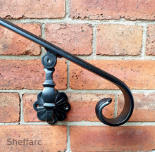 Wall and post fixed - Adjustable angle wrought iron metal handrail for outside garden steps - www.sheffarc.com