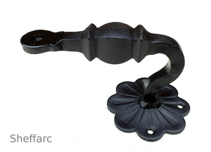 Wall and post fixed - Adjustable angle wrought iron metal handrail for outside garden steps - www.sheffarc.com