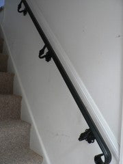 Wrought iron style handrail with scroll ends, ornamental brackets for interior or exterior use - www.sheffarc.com