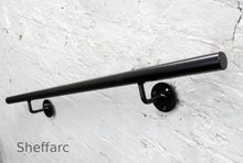 Round Steel Handrail, Stair mobility grab bar with wrought iron ball or flat end - www.sheffarc.com