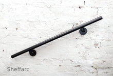 Round Steel Handrail, Stair mobility grab bar with wrought iron ball or flat end - www.sheffarc.com
