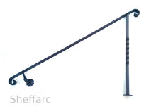 Wall and post fixed - Adjustable angle wrought iron metal handrail for outside garden steps - www.sheffarc.com