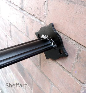 Set sized wrought iron style handrail with newel post for outside steps - www.sheffarc.com