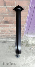 Set sized wrought iron style handrail with newel post for outside steps - www.sheffarc.com
