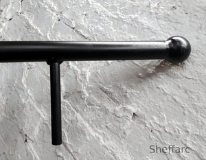 Round Steel Handrail, Stair mobility grab bar with wrought iron ball or flat end - www.sheffarc.com