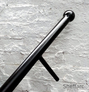 Round Steel Handrail, Stair mobility grab bar with wrought iron ball or flat end - www.sheffarc.com