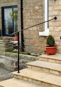Adjustable wrought iron style handrail with newel post - www.sheffarc.com